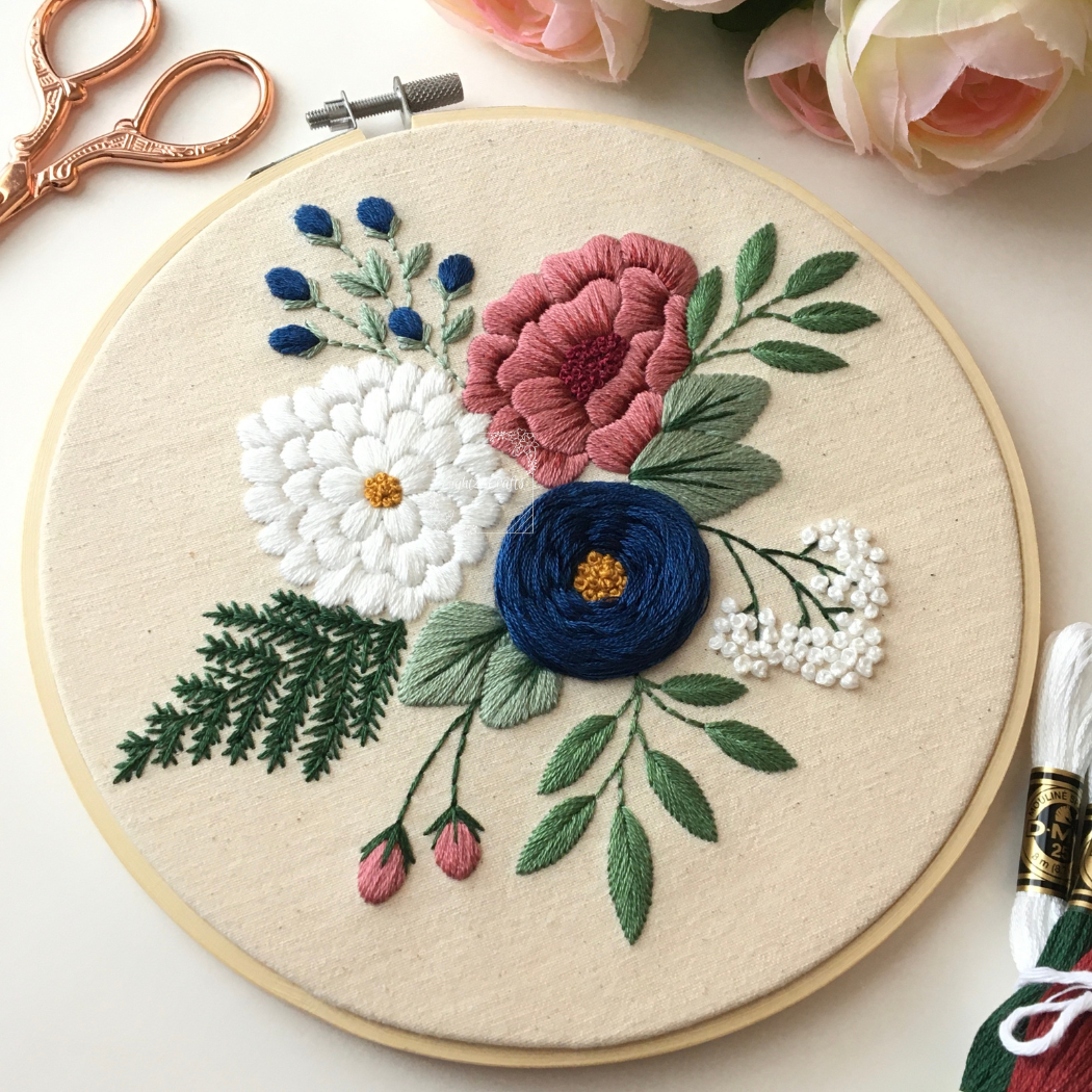 Eight22Crafts - Southern Flowers Embroidery Kit