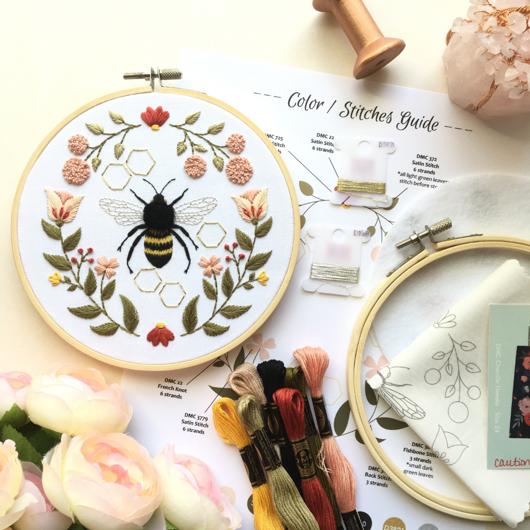 Eight22Crafts - Honeybee Motif Embroidery Kit