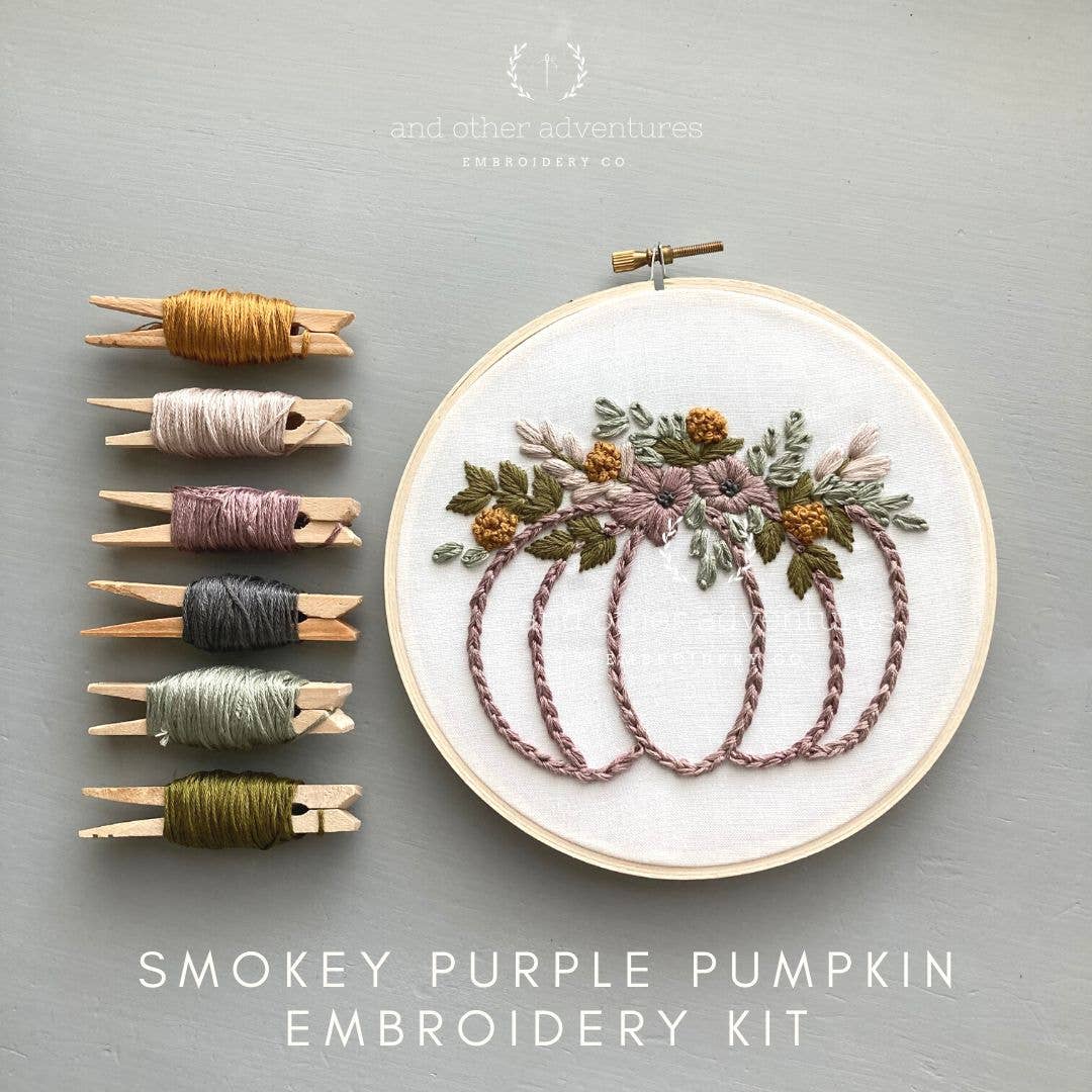 And Other Adventures Embroidery Co - Beginner Hand Embroidery Kit - Smokey Purple Pumpkin