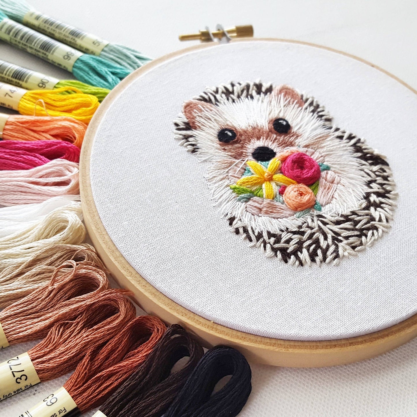 Jessica Long Embroidery - Hedgehog Embroidery Kit: Floss Card