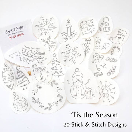 Eight22Crafts - Tis the Season Stick and Stitch Embroidery Designs