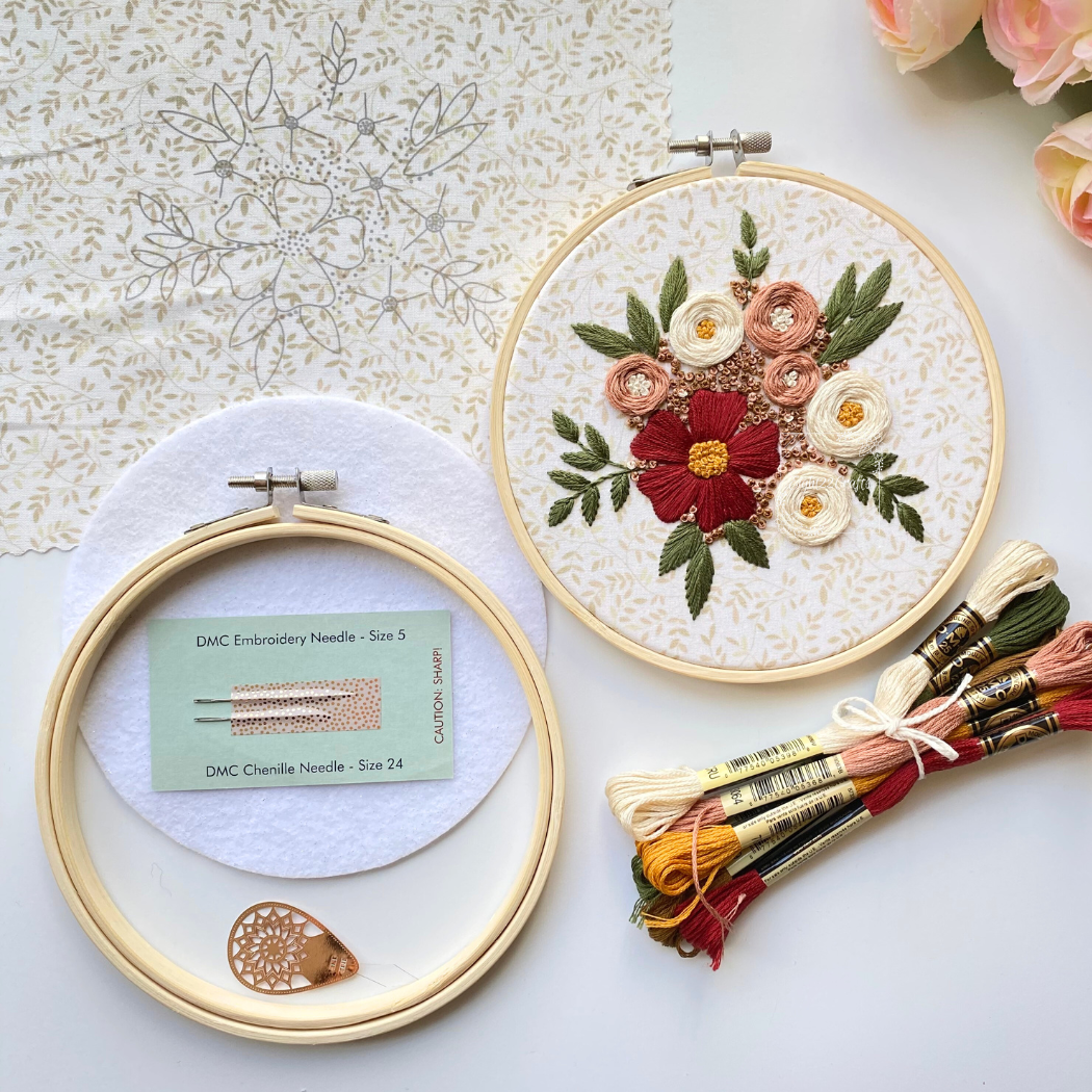 Eight22Crafts - Autumn Blooms Embroidery Kit