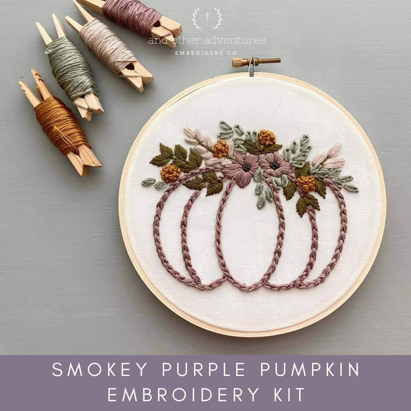 And Other Adventures Embroidery Co - Beginner Hand Embroidery Kit - Smokey Purple Pumpkin