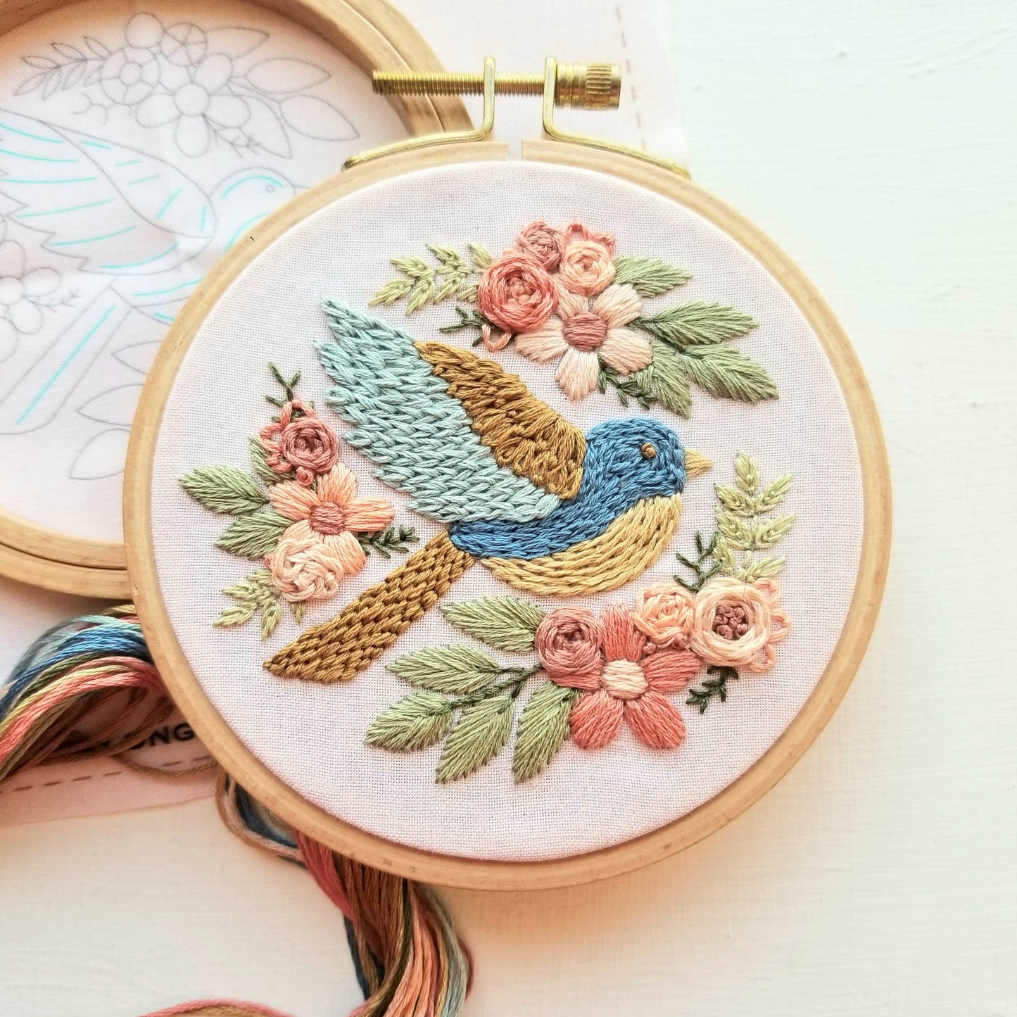 Jessica Long Embroidery - Bluebird Sampler beginner hand embroidery kit