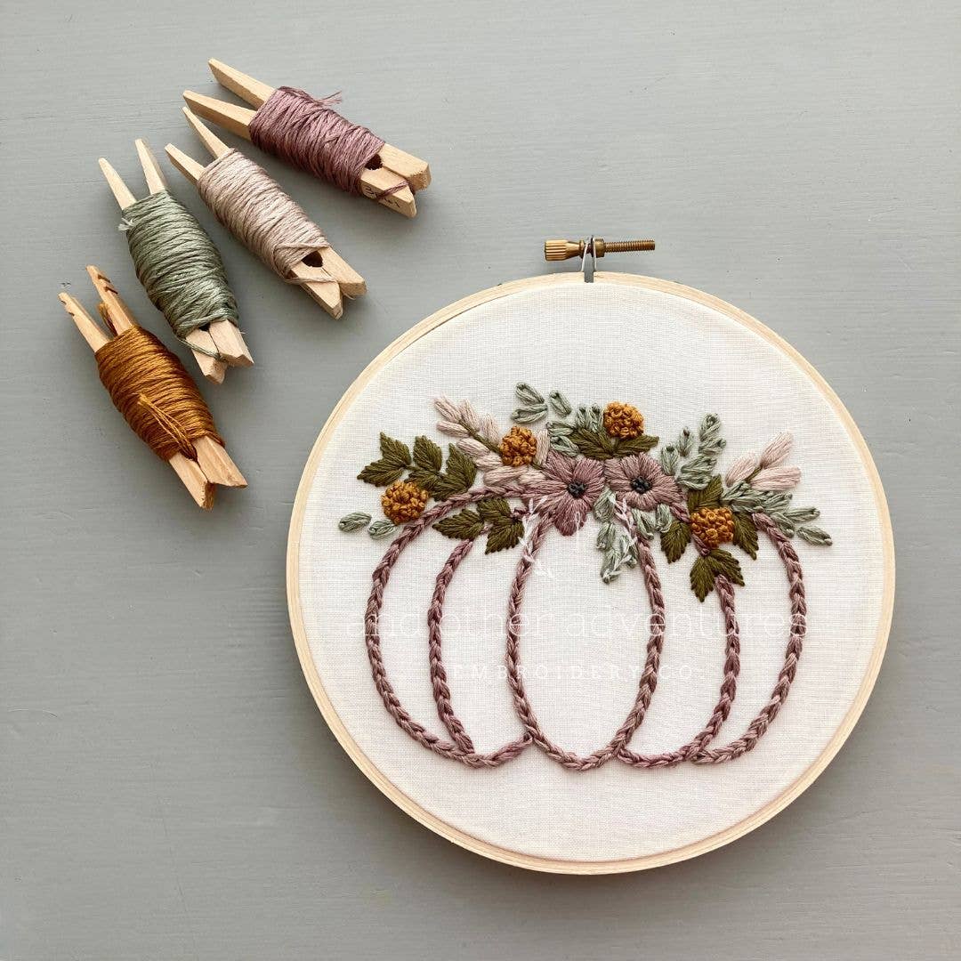 And Other Adventures Embroidery Co - Beginner Hand Embroidery Kit - Smokey Purple Pumpkin