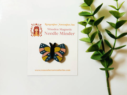 Remember November, Inc - Butterfly Needle Minder, Wooden Magnetic Needle Minder